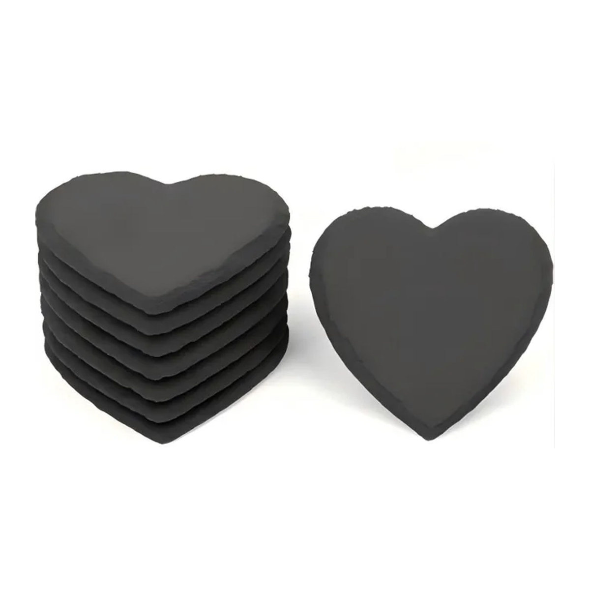 Dofiki Herz Untersetzer aus Schiefer in Schwarz mit Herzform für Dekoration und Valentinstag - Bild 1
