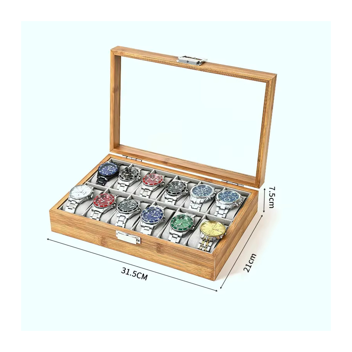 DOKW Uhrenbox aus Bambus in Braun im orientalischen Design zur Aufbewahrung und Präsentation von Uhren und Schmuck - Bild 4