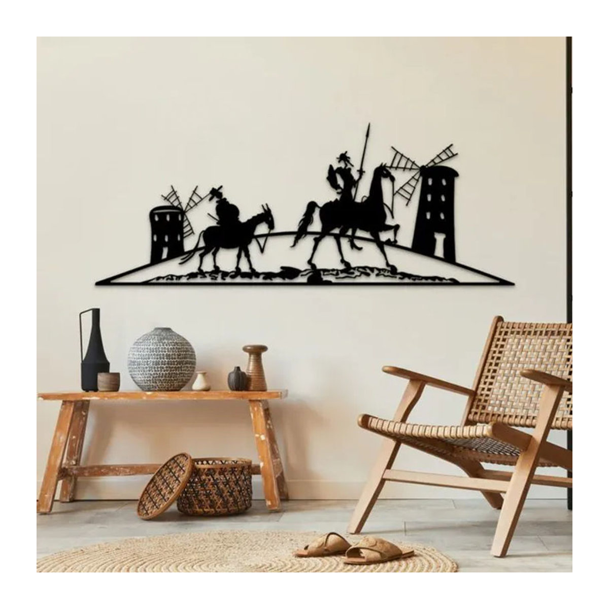 Don Quijote Silhouette Metall-Wandkunst von CIFBUY in Schwarz als minimalistische Wanddekoration - Bild 1
