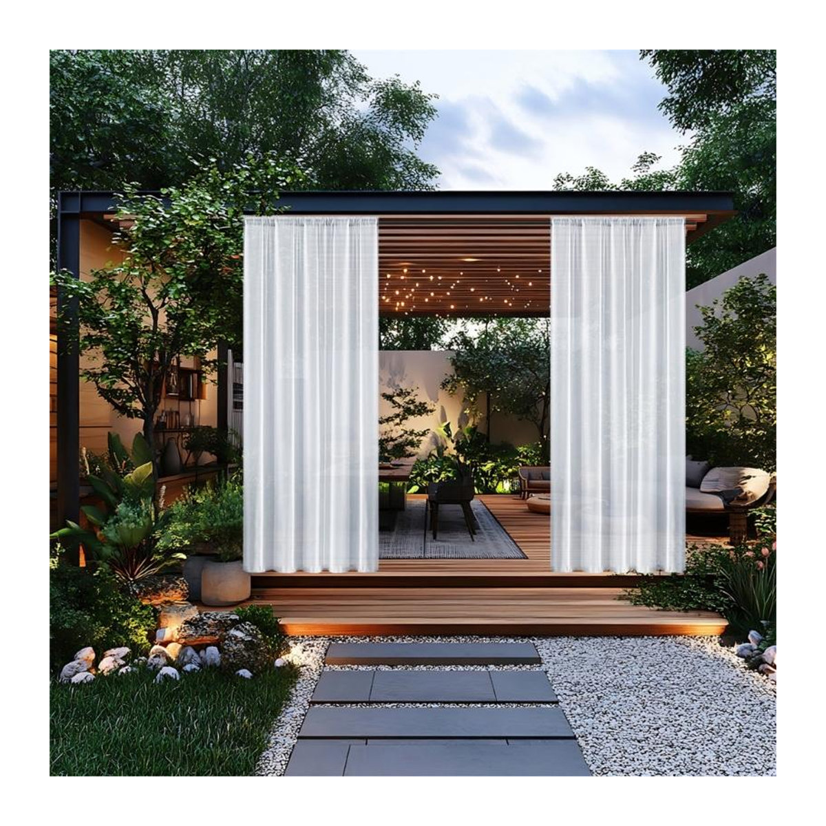 Dongyah Allwetter Vorhang Wasserdichter Sichtschutz für Terrasse und Garten in Grau, B: 132 cm, H: 241 cm - Bild 3