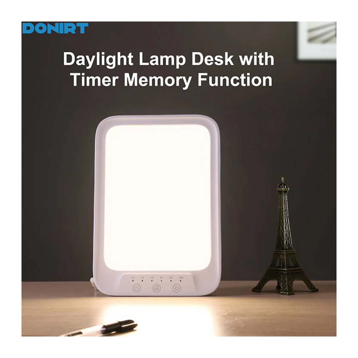 Donirt LED-Tageslichtlampe mit 20.000 Lux zur Lichttherapie, 3 Lichtfarben und 5 Helligkeitsstufen, minimalistisches Design mit Touch-Steuerung - Bild 1