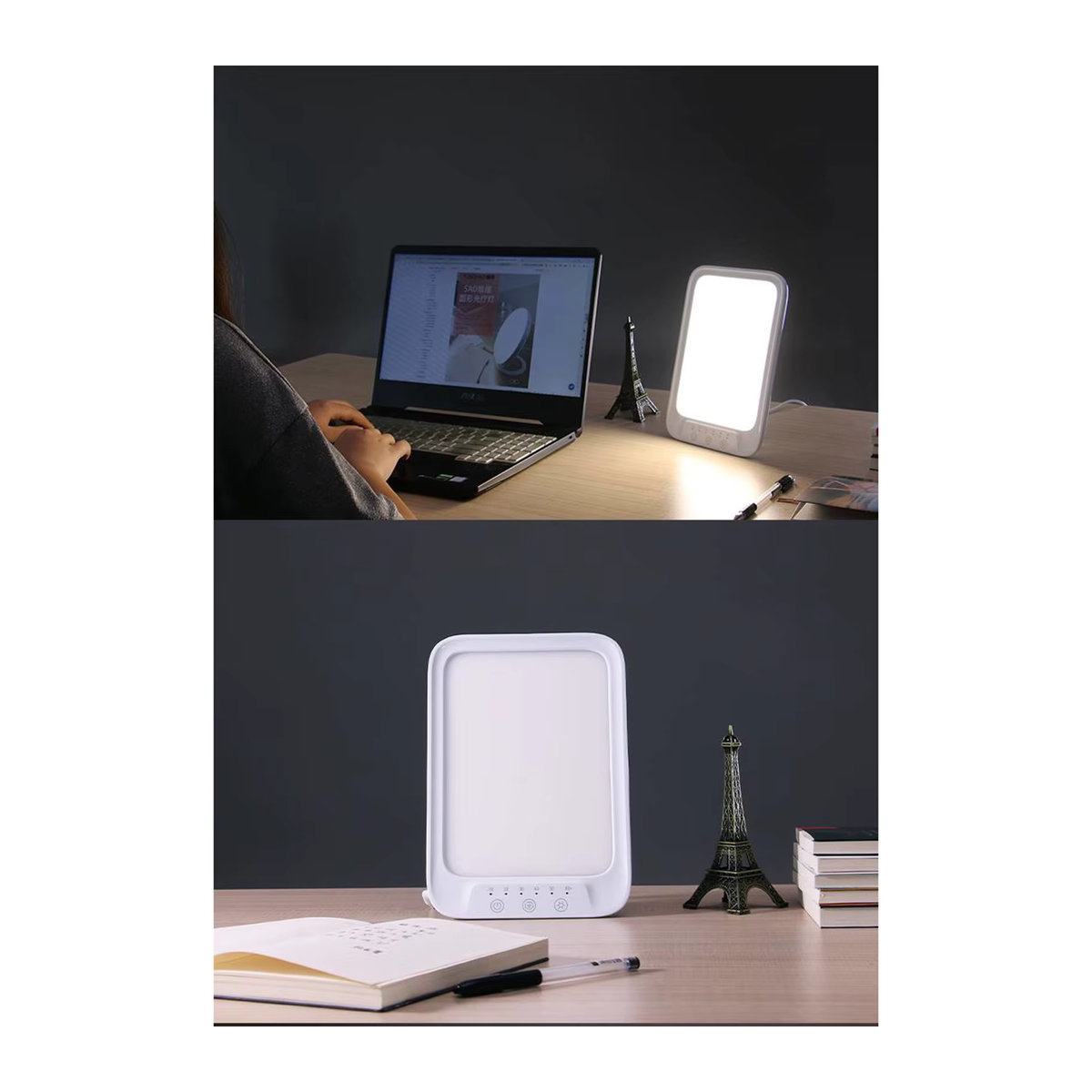 Donirt LED-Tageslichtlampe mit 20.000 Lux zur Lichttherapie, 3 Lichtfarben und 5 Helligkeitsstufen, minimalistisches Design mit Touch-Steuerung - Bild 4