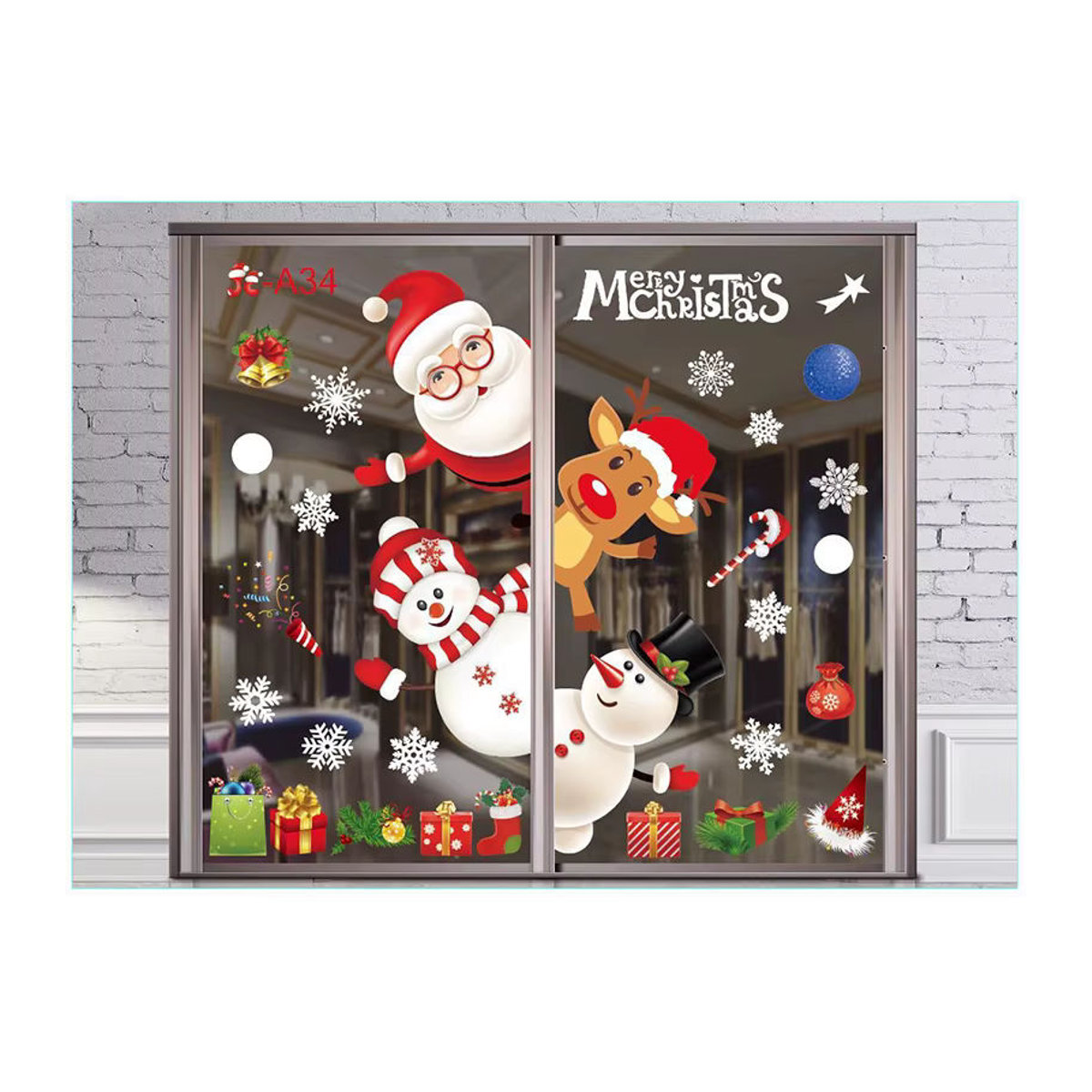 DOORSACCERY Elektrostatische Weihnachtsfenster Aufkleber in Weiß und Mehrfarbig mit verschiedenen Mustern für Spurenfreie Glasdekoration - Bild 2