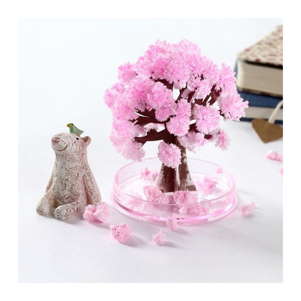DOORSACCERY Mini Magisches Wachsendes Sakura Kristall Baum Ornament in Rosa als DIY Deko und Wissenschafts-Spielzeug - Bild 1