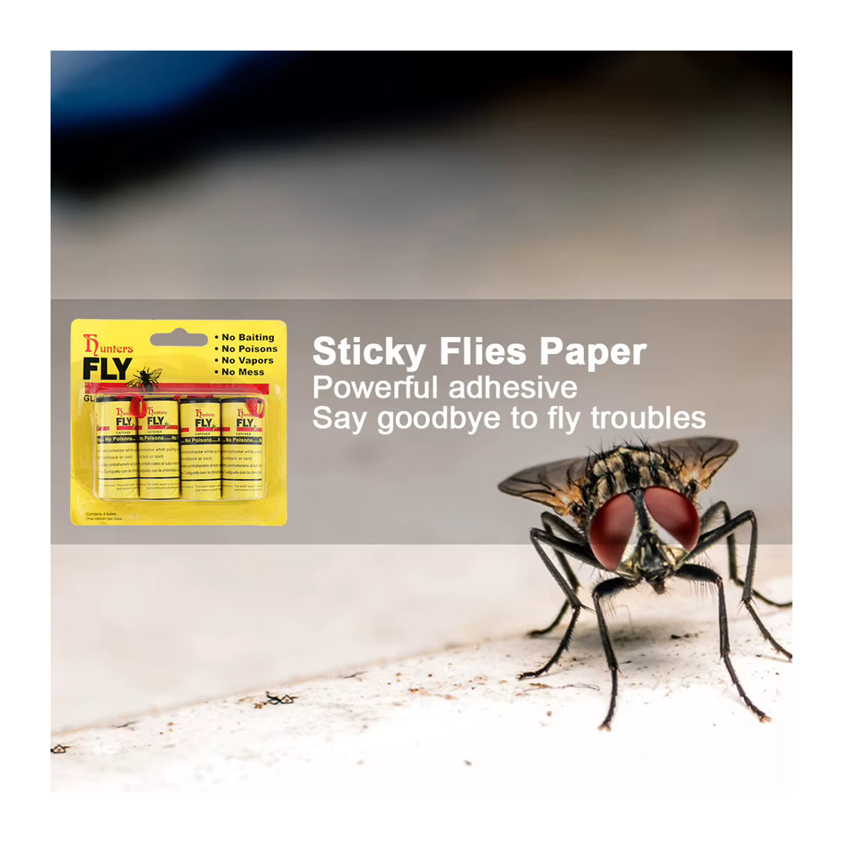 Doppelseitige Fliegen-Klebepapierstreifen zur Insektenbekämpfung von Fliegen, Käfern und Mücken mit starkem Kleber - Bild 3