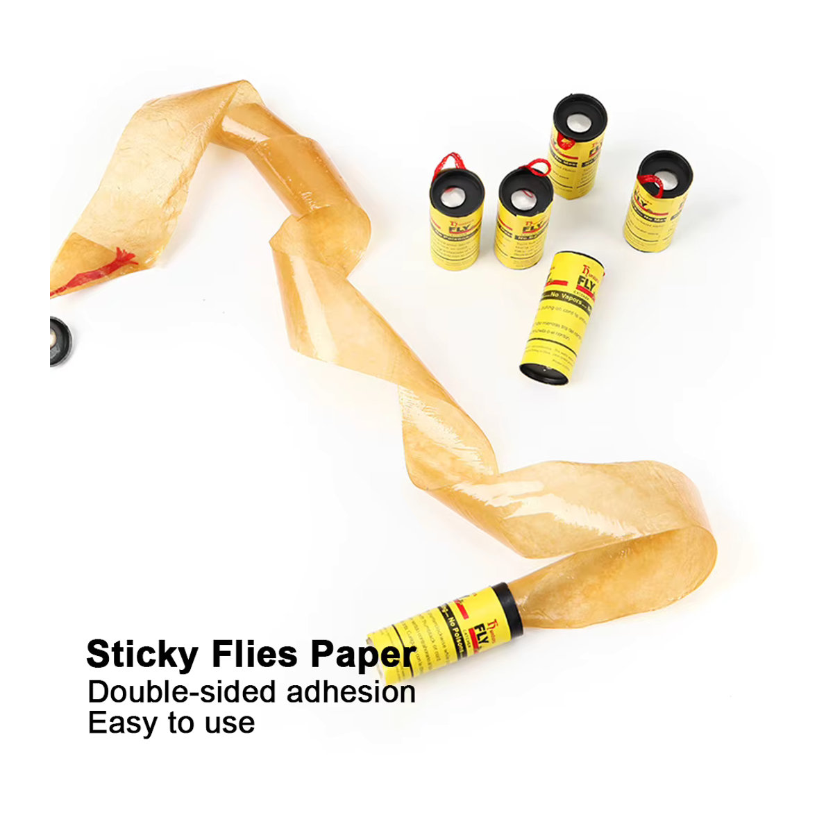 Doppelseitige Fliegen-Klebepapierstreifen zur Insektenbekämpfung von Fliegen, Käfern und Mücken mit starkem Kleber - Bild 4