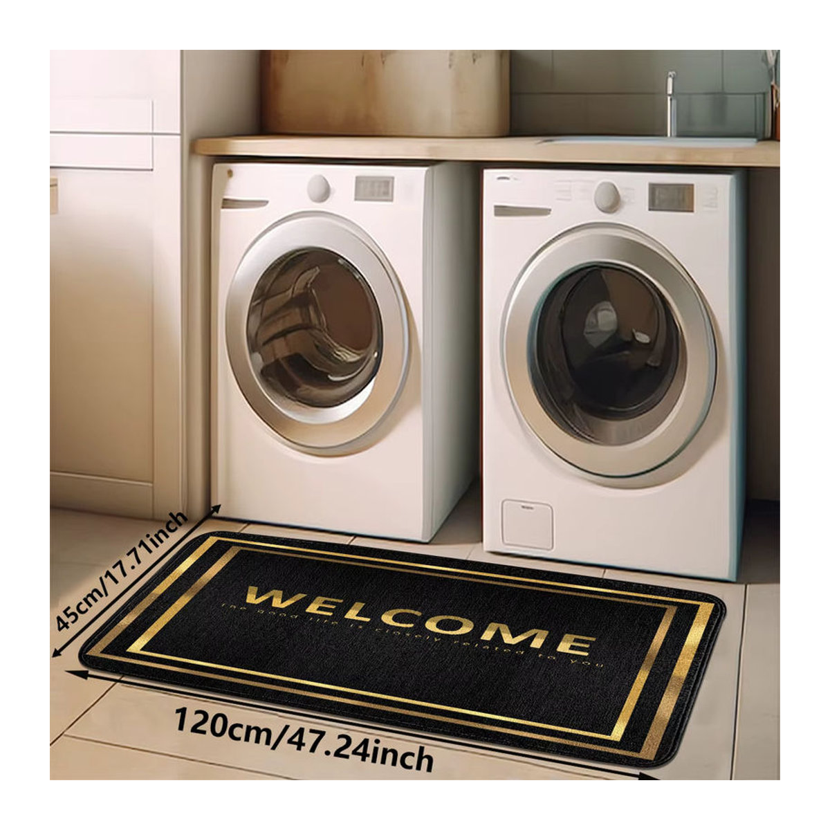Doppelseitige Fußmatte mit Schwarz-Gold-Muster für Küche und Schlafzimmer - Bild 3