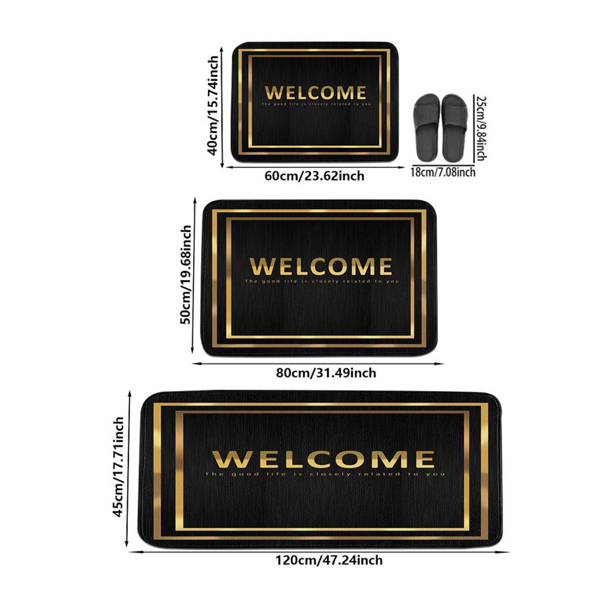 Doppelseitige Fußmatte mit Schwarz-Gold-Muster für Küche und Schlafzimmer - Bild 4