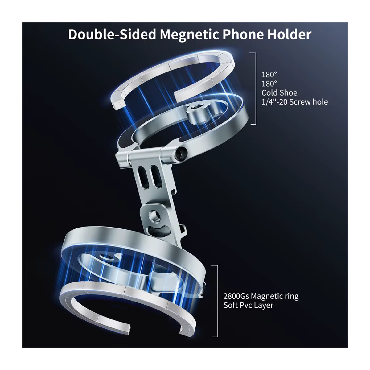 Doppelseitiger magnetischer Telefonhalter mit 1/4"-20 Kaltschuh für MagSafe iPhone und Android sowie Stativ und Gym-Nutzung - Bild 3