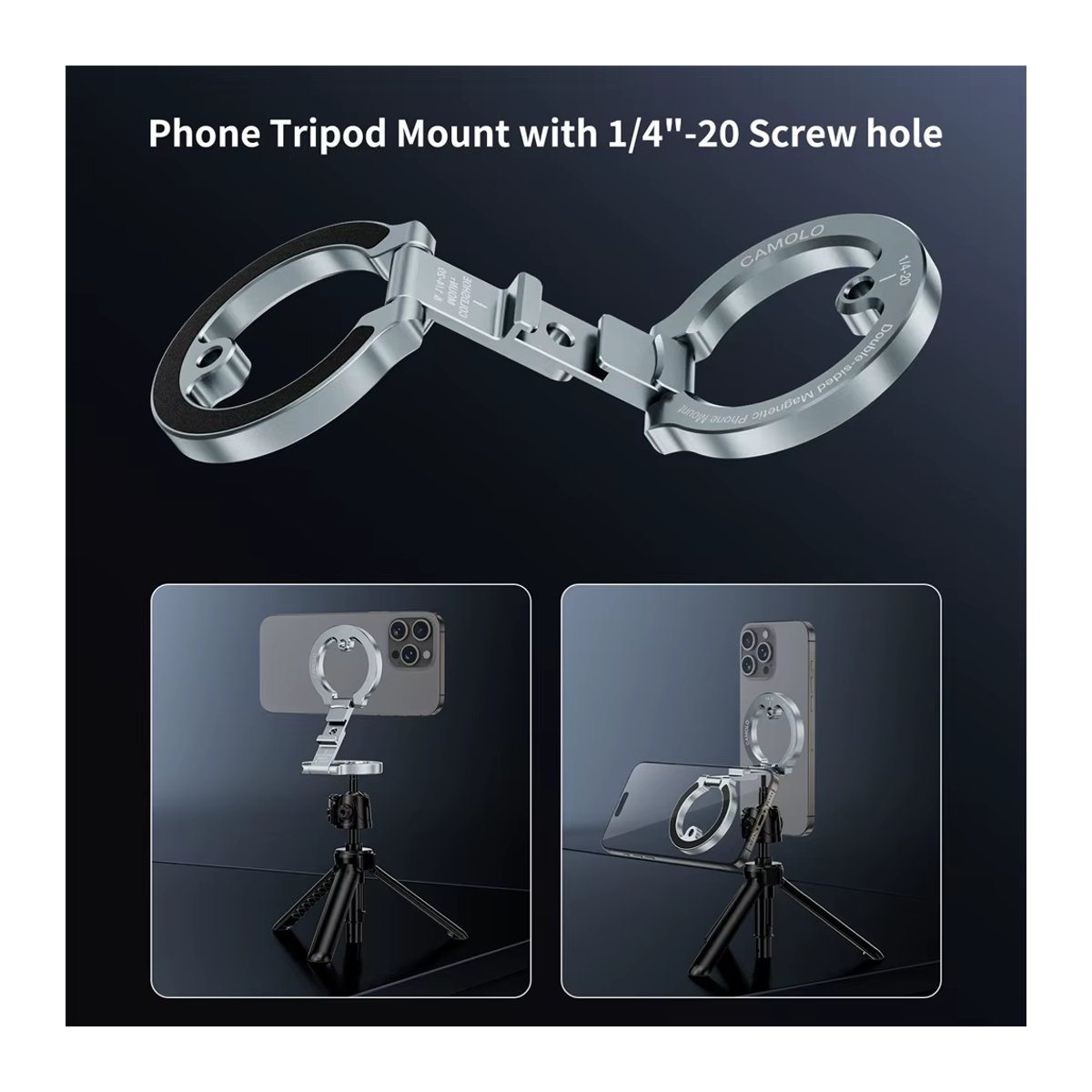Doppelseitiger magnetischer Telefonhalter mit 1/4"-20 Kaltschuh für MagSafe iPhone und Android sowie Stativ und Gym-Nutzung - Bild 4