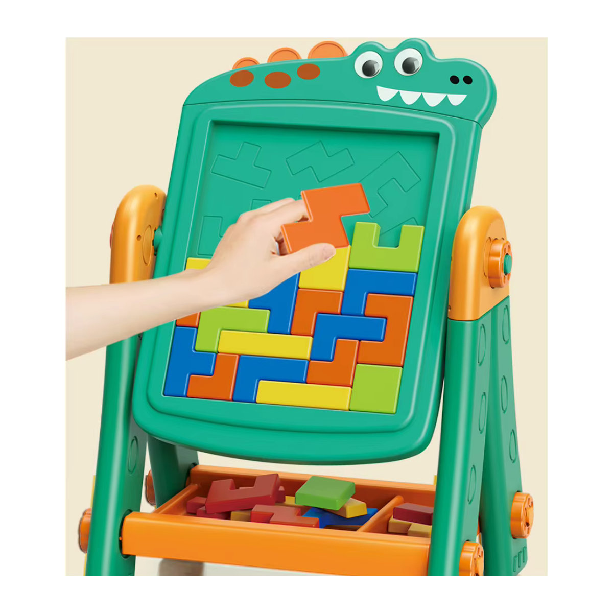 Doppelseitiger Zeichentisch für Kinder als Graffiti-Zeichenbrett und Spieltisch aus Kunststoff in Grün und Bunt - Bild 2