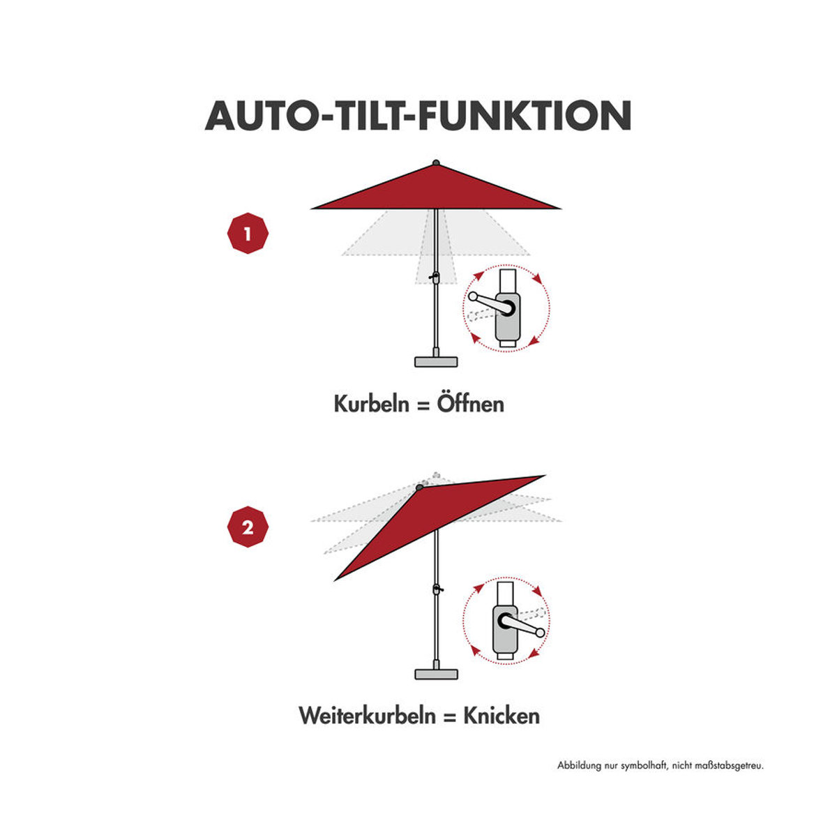 Doppler Kurbelschirm Expert 320 Auto Tilt in Grau mit Aluminiumgestell und Polyesterbezug, Durchmesser: 320 cm - Bild 1