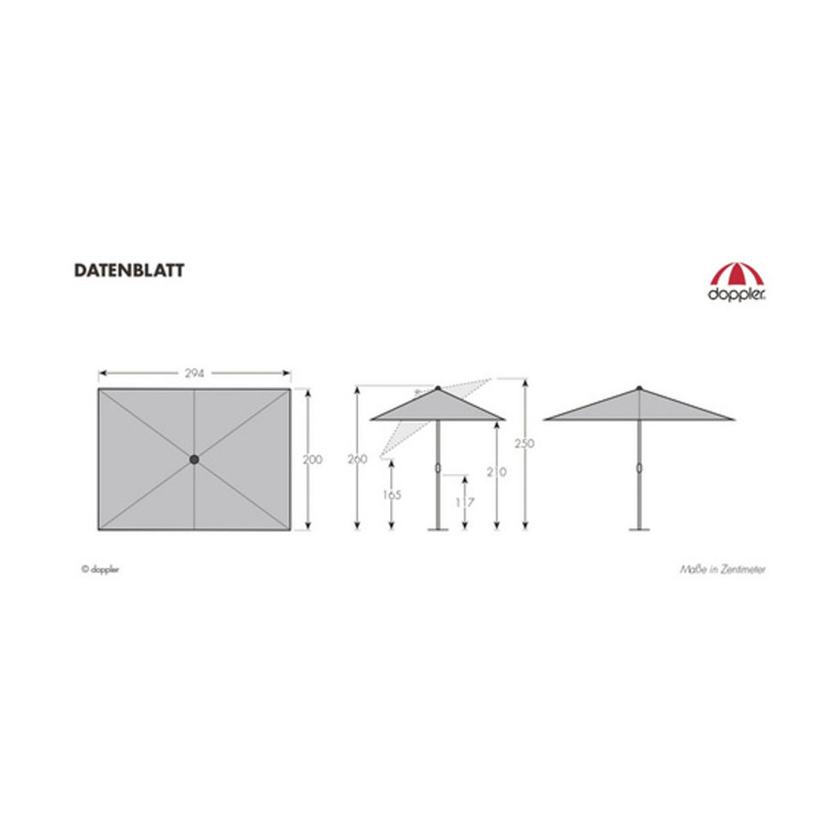 Doppler Sonnenschirm Active mit Auto Tilt, grau, B/H/T: 14 x 210 x 294 cm - Bild 6