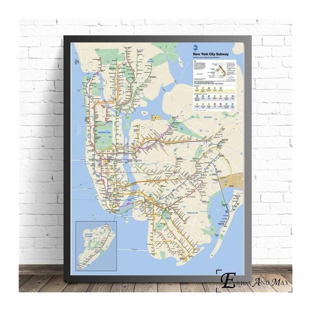 Dopudu Art Museum Vintage U-Bahn-Karte New York London Leinwandgemälde mehrfarbig B: 60 cm, H: 90 cm - Bild 2