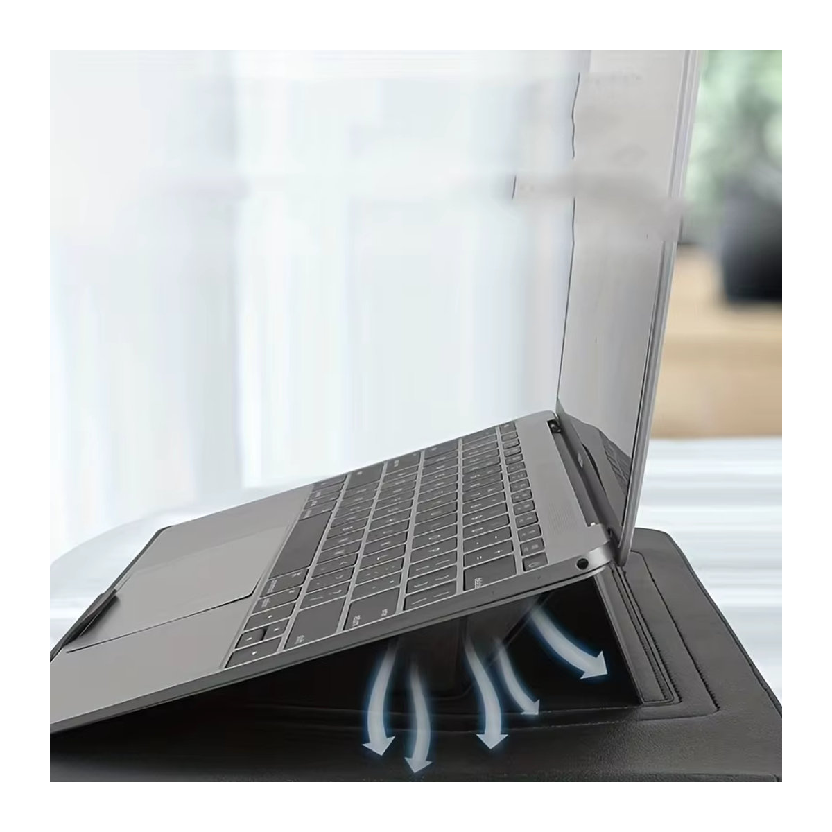Dormin Leder-Laptop-Hülle in Grau mit verstellbarem ergonomischem Ständer und minimalistischem Design für 13,3 bis 15,6 Zoll - Bild 4