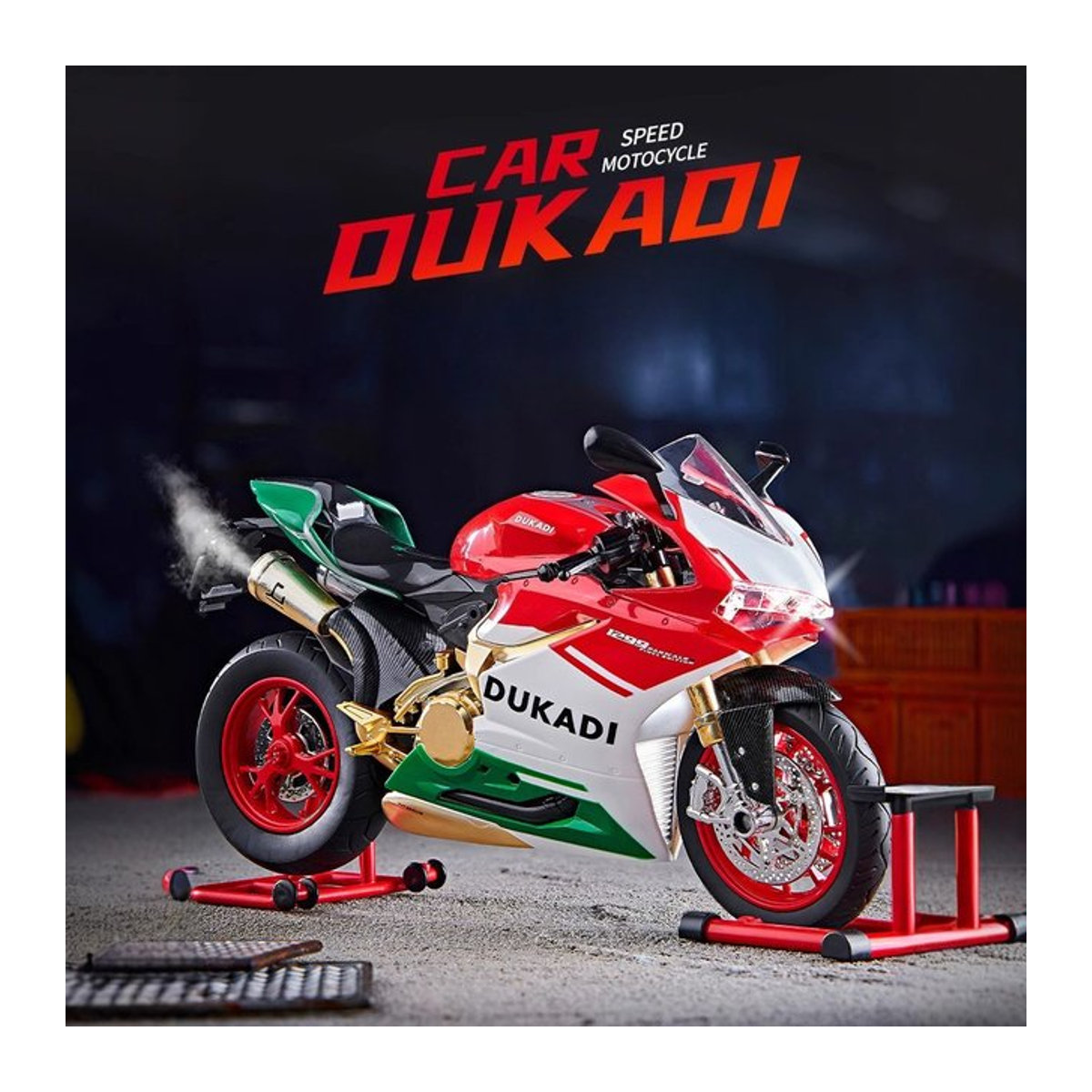 Double Horses Motorrad Modell aus Metall 1:9 Simulation Legierung in Rot - Bild 1