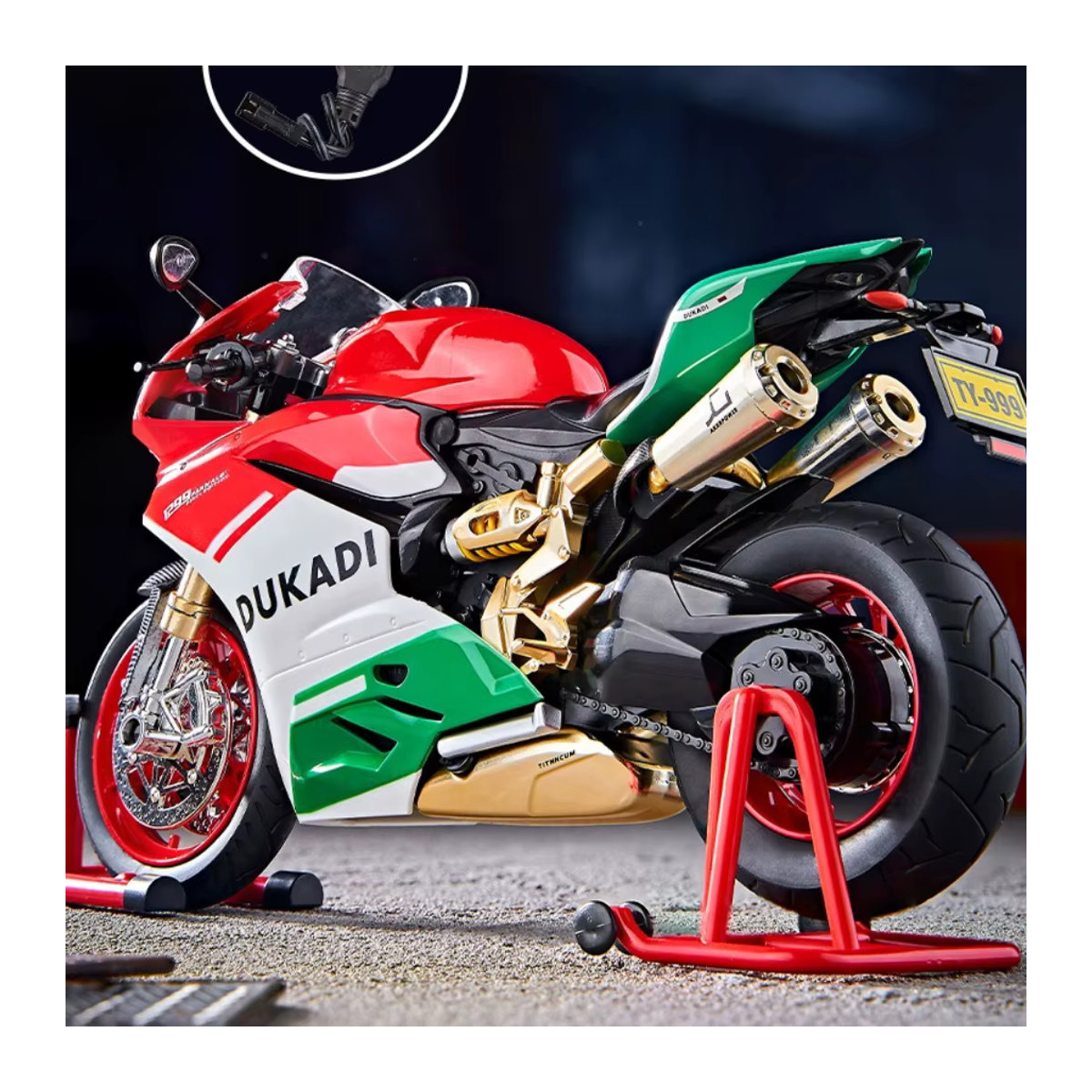 Double Horses Motorrad Modell aus Metall 1:9 Simulation Legierung in Rot - Bild 6