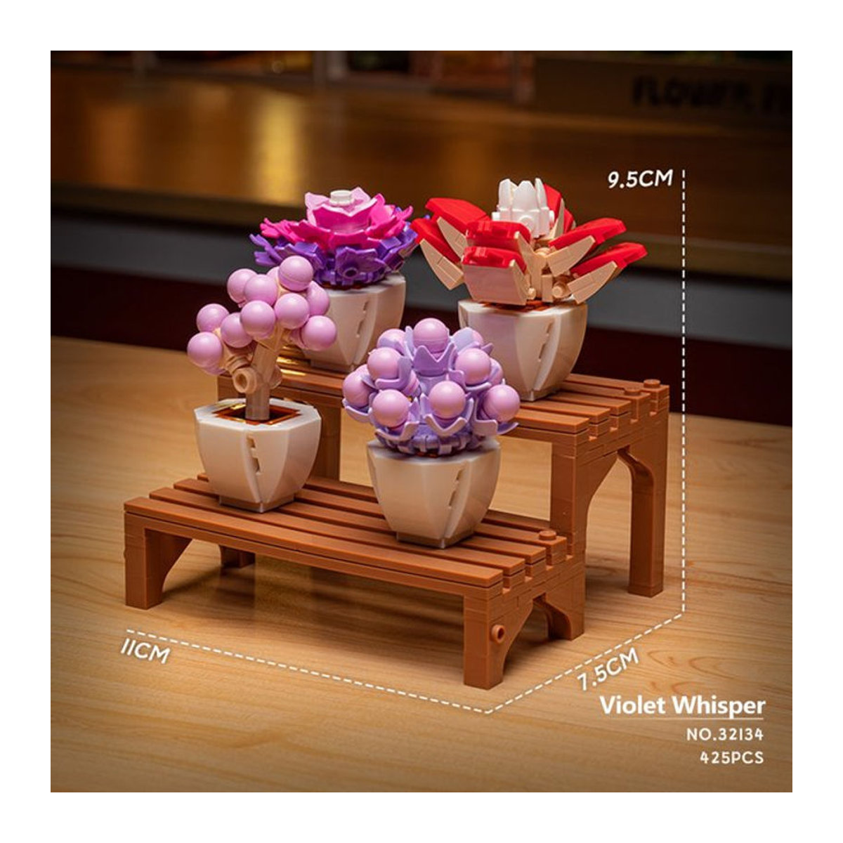 Doubuilt Botanisches 3D-Bauset Sukkulentengarten mit Blumen in Rot und Mehrfarbig aus Kunststoff - Bild 1