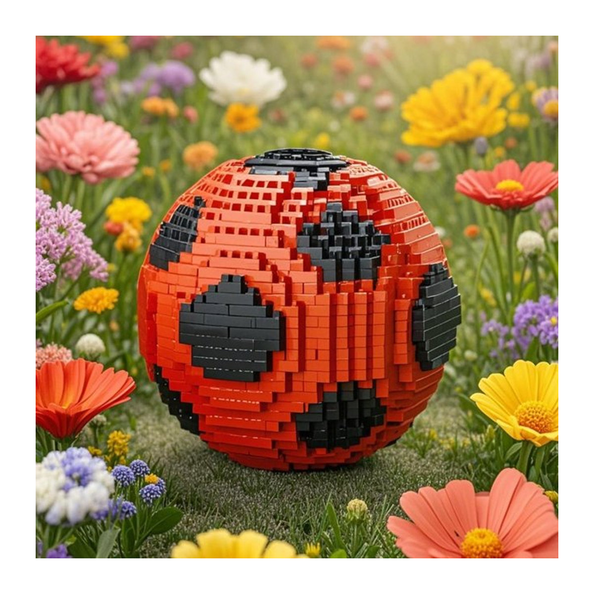 Doubuilt Fußball-Mikro Bausteine in Rot als geometrische Desktop-Dekoration aus Kunststoff - Bild 1