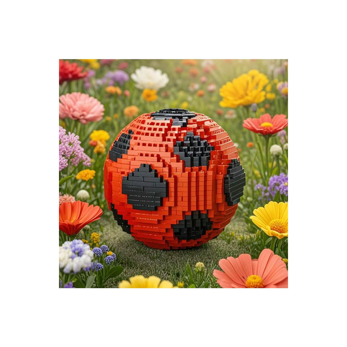 Doubuilt Fußball-Mikro Bausteine in Rot als geometrische Desktop-Dekoration aus Kunststoff - Bild 3