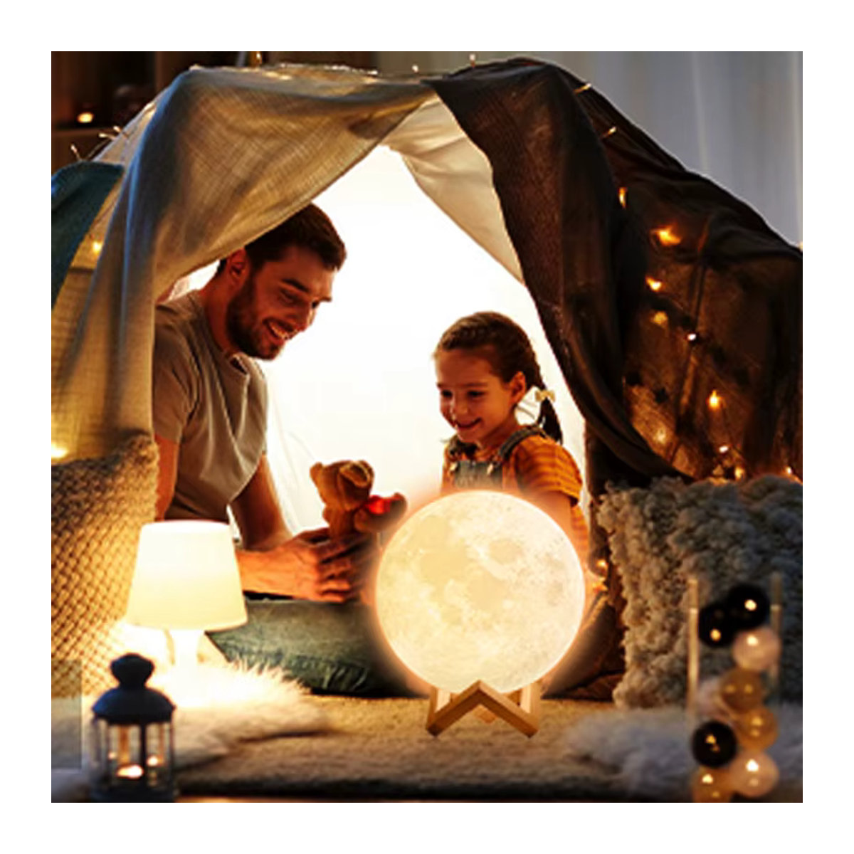DOUWENXI 3D-Druck Mondlampe mit 16 Farben, wiederaufladbare LED-Nachtlicht mit Touch- und Fernbedienung, buntes Design für die Schlafzimmerdekoration - Bild 4