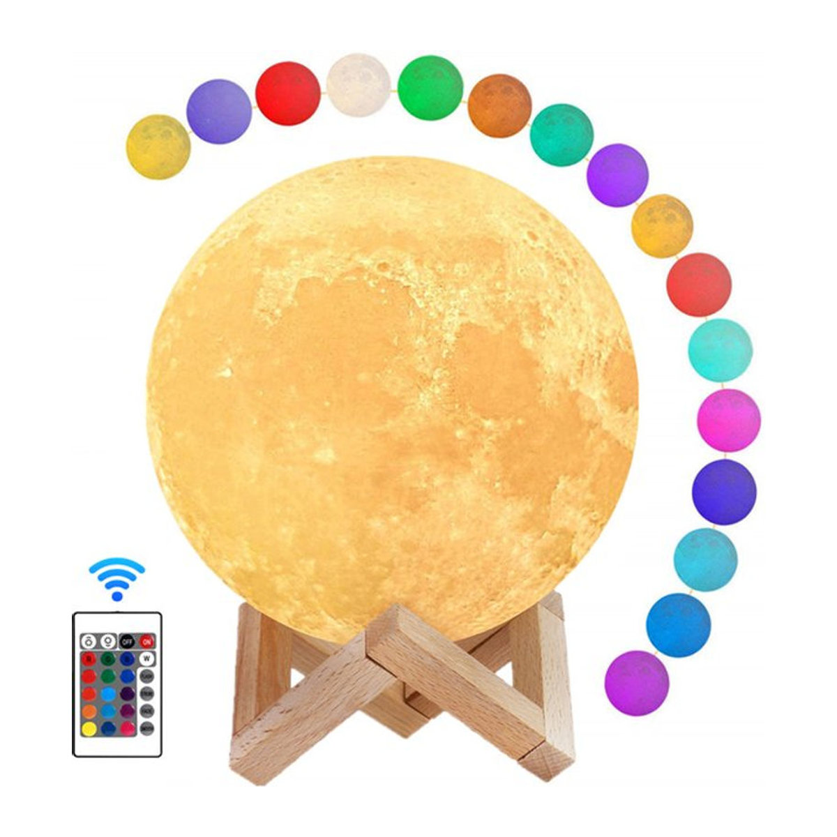 DOUWENXI 3D LED Mond Lampe Bunt als skandinavische Tischlampe für das Schlafzimmer oder als Dekoration - Bild 1
