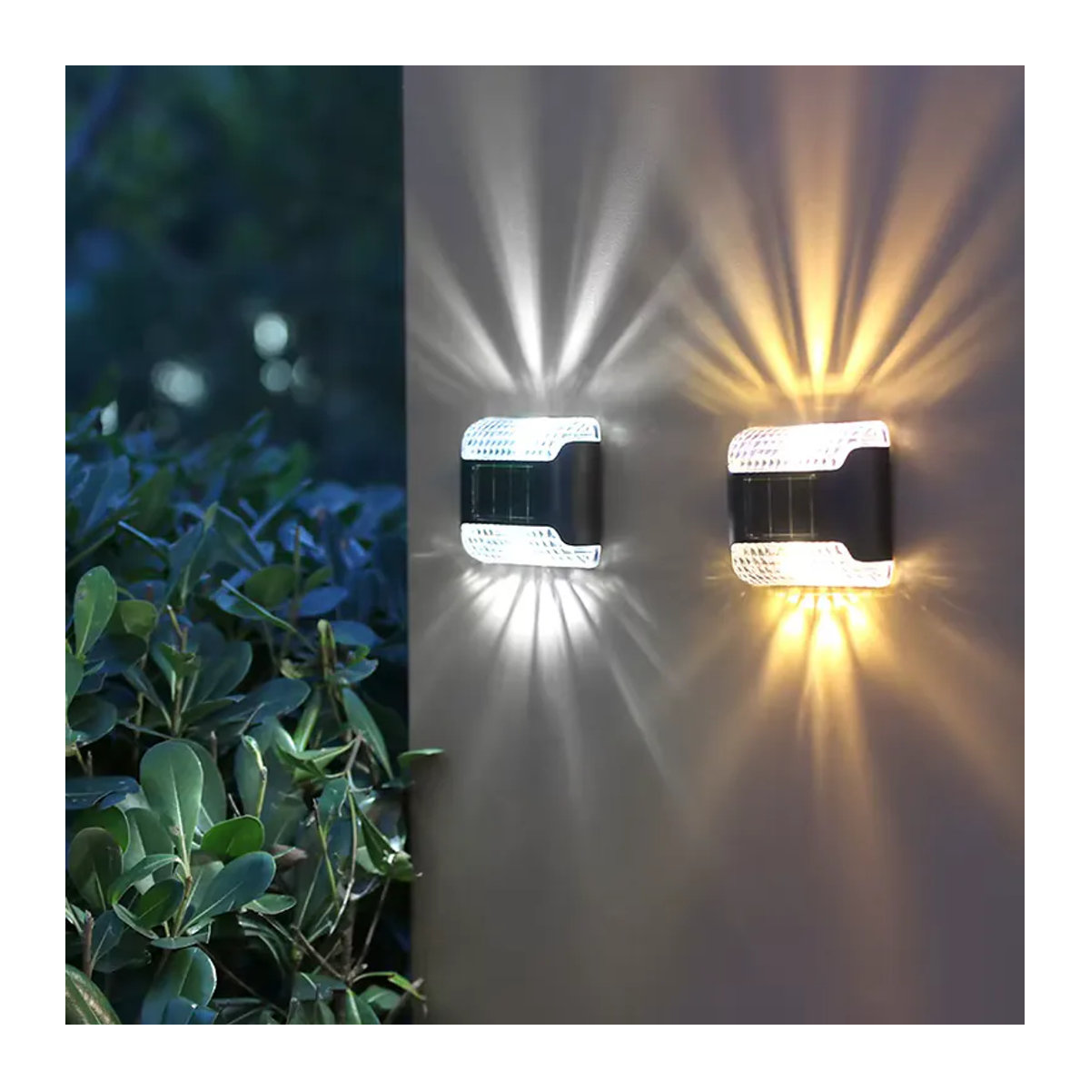DOUWENXI 4er-Pack LED Solar-Wandleuchte in Schwarz für Außenbereich, Garten und Terrasse im minimalistischen Design - Bild 6