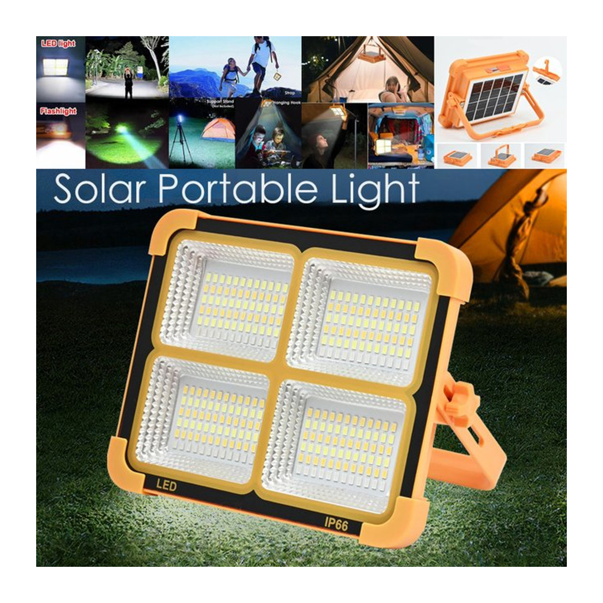 DOUWENXI Camping Laterne Solar Tragbare LED Zeltleuchte mit Magnet und Powerbank Funktion für Notfall und Reparatur - Bild 1