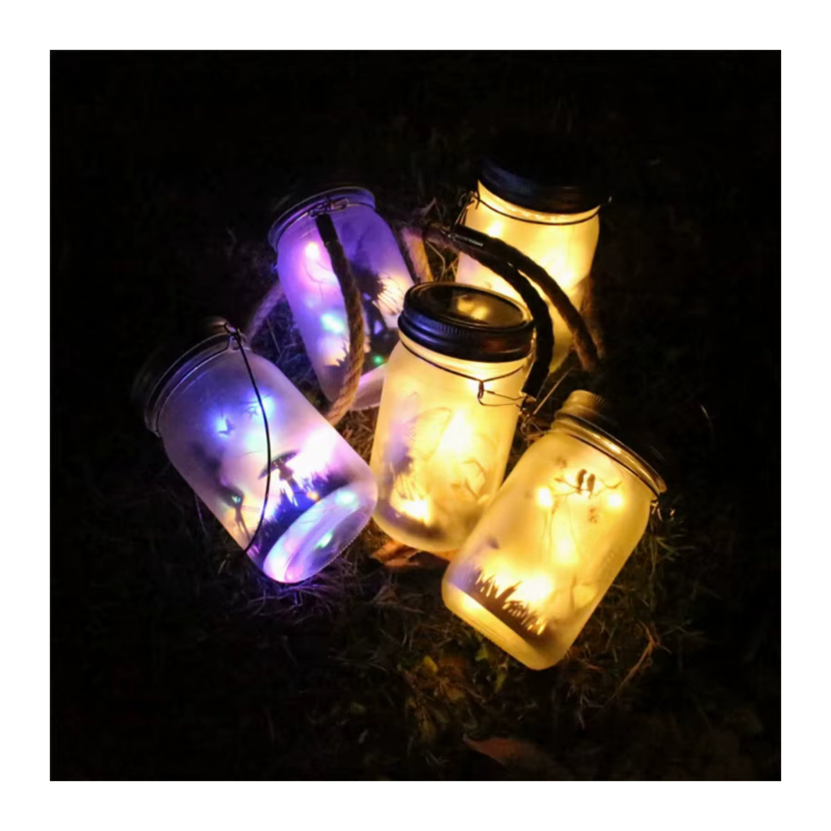 DOUWENXI Solar-Einmachglas-Lichterkette aus Glas in Weiß, IP65 wasserdichte Solarlaterne zur Außendekoration für Garten und Terrasse - Bild 2