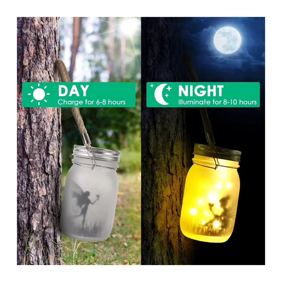DOUWENXI Solar-Einmachglas-Lichterkette aus Glas in Weiß, IP65 wasserdichte Solarlaterne zur Außendekoration für Garten und Terrasse - Bild 4