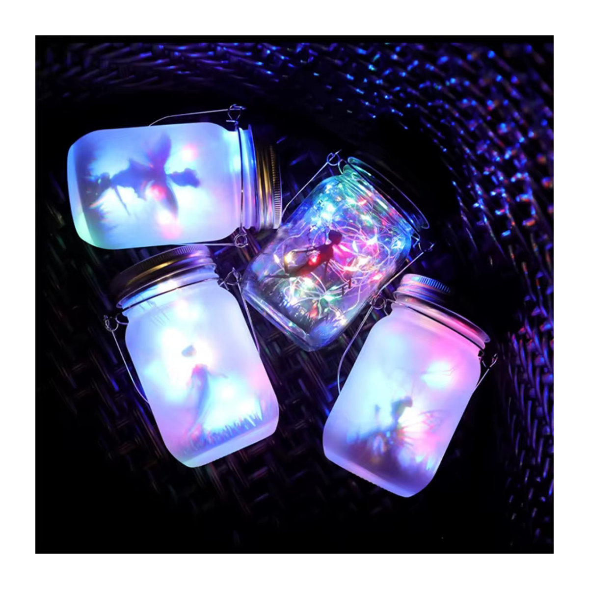 DOUWENXI Solar-Einmachglas-Lichterkette aus Glas in Weiß, IP65 wasserdichte Solarlaterne zur Außendekoration für Garten und Terrasse - Bild 6