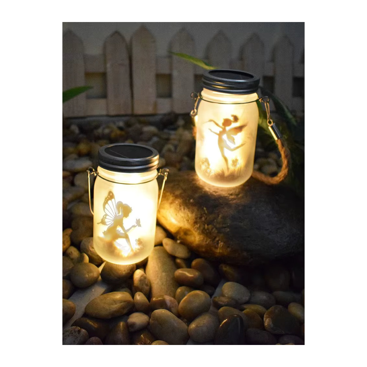 DOUWENXI Solar-Einmachglas-Lichterkette aus Glas in Weiß, IP65 wasserdichte Solarlaterne zur Außendekoration für Garten und Terrasse - Bild 7