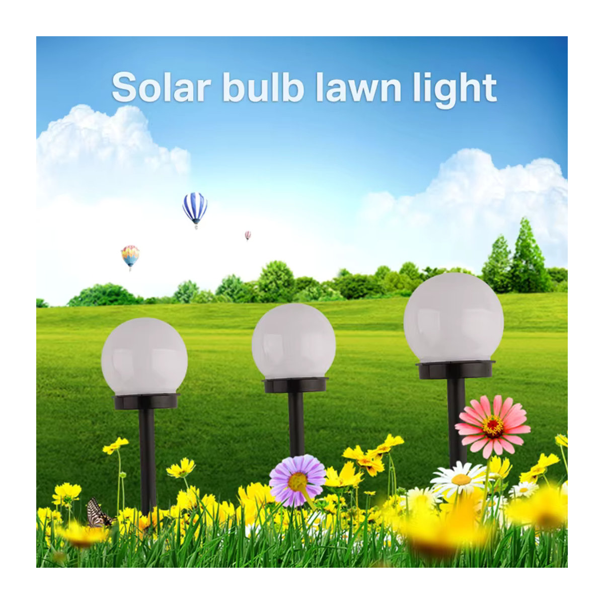 DOUWENXI Solar LED Gartenleuchten Set 3er Pack Runde Ball Lampen Schwarz Wasserdicht für Außenbereich und Rasen - Bild 3