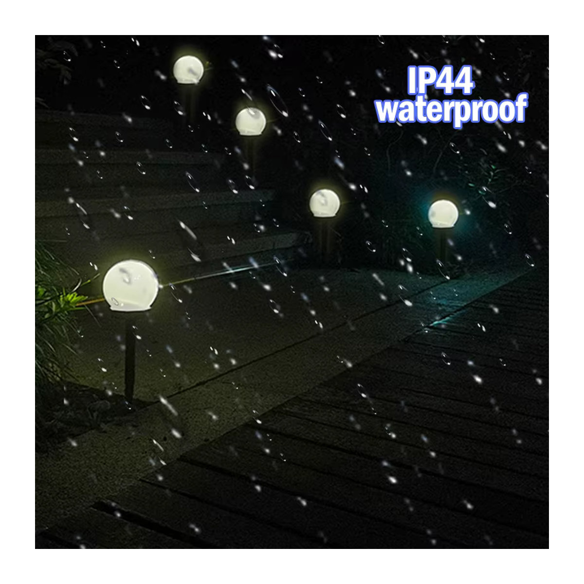 DOUWENXI Solar LED Gartenleuchten Set 3er Pack Runde Ball Lampen Schwarz Wasserdicht für Außenbereich und Rasen - Bild 5