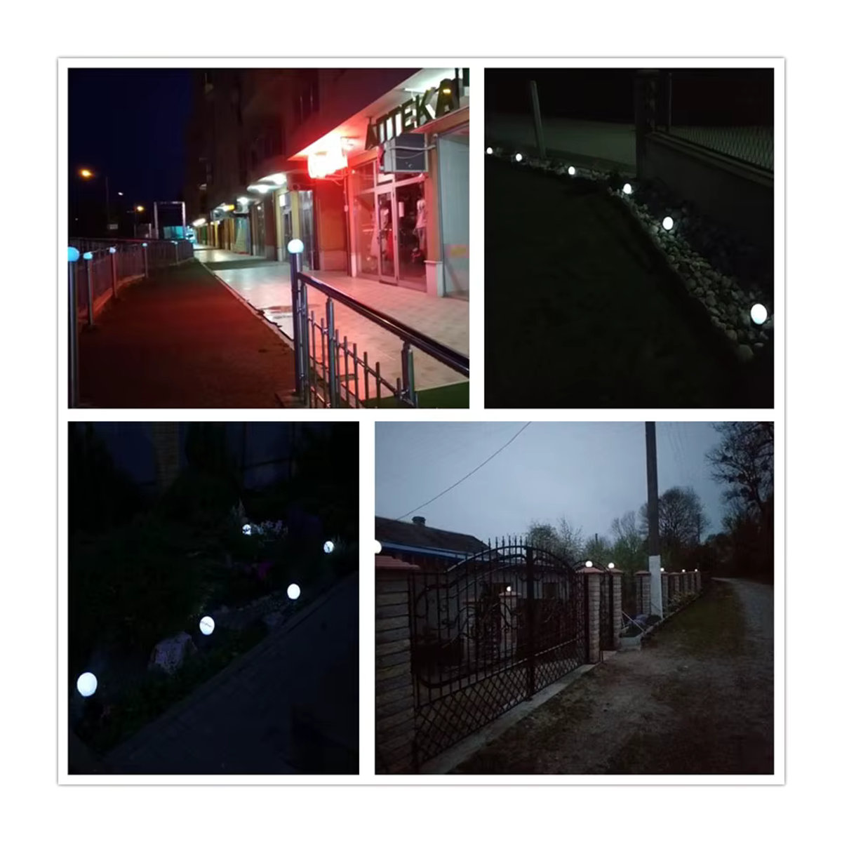 DOUWENXI Solar LED Gartenleuchten Set 3er Pack Runde Ball Lampen Schwarz Wasserdicht für Außenbereich und Rasen - Bild 6