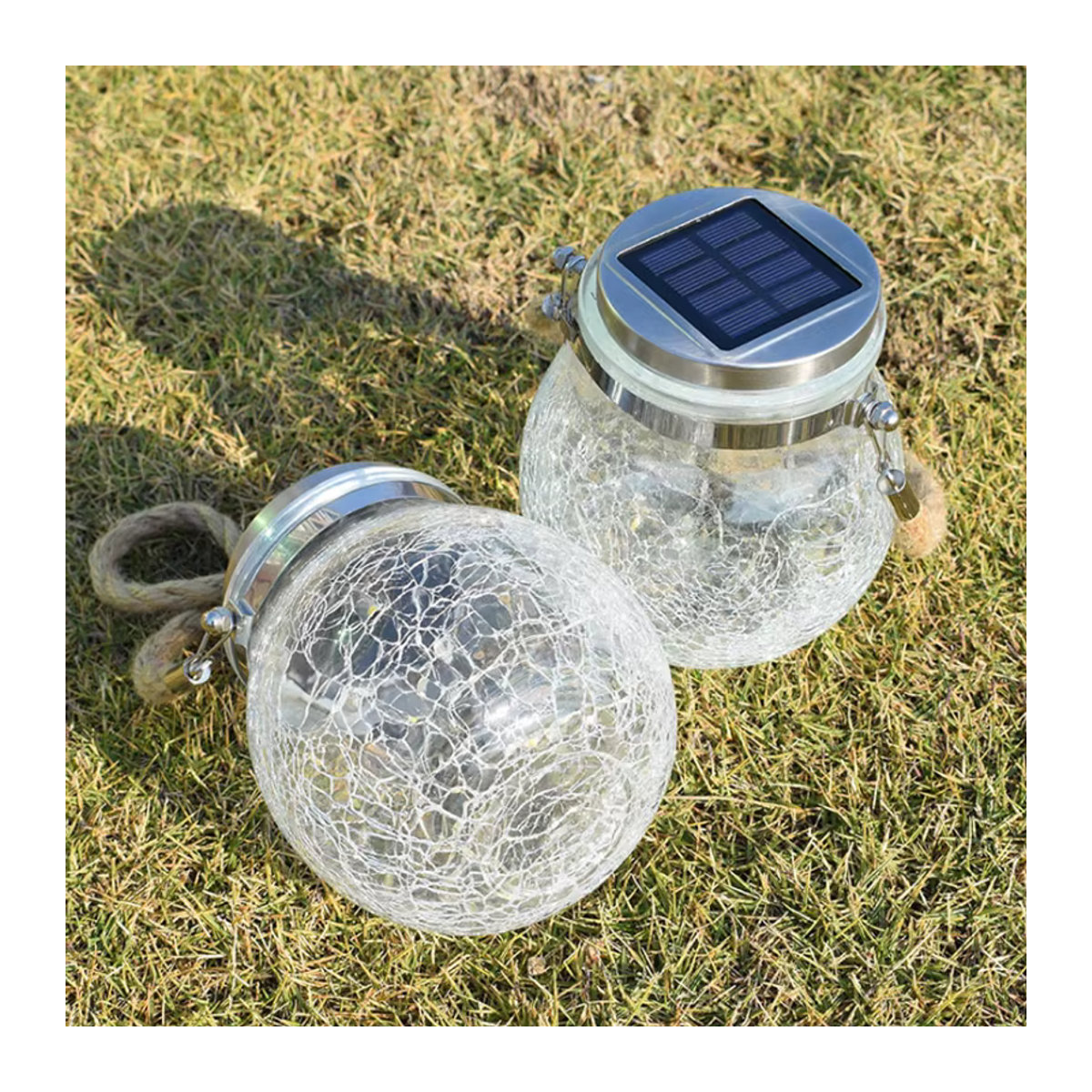DOUWENXI Solar-Lichterkette aus gebrochenem Glas mit 30 LEDs, Bohemian Design, warmweiß und bunt, IP65 wasserdicht für Garten und Terrasse - Bild 2