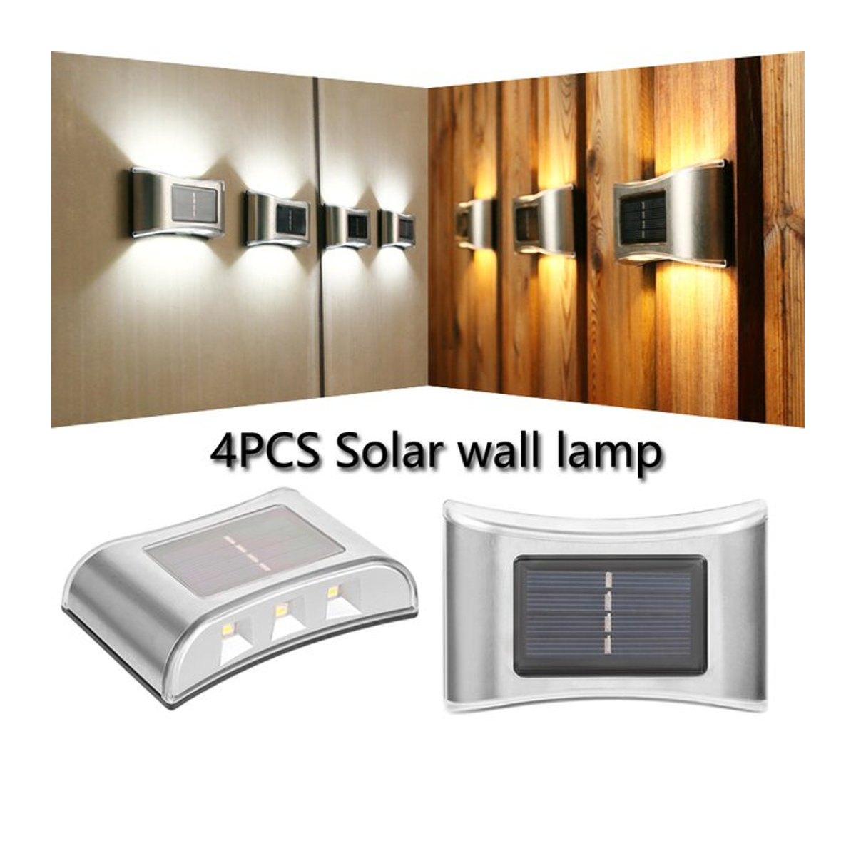 DOUWENXI Solar Wandleuchte aus Edelstahl mit 6 LED für Up/Down Beleuchtung im modernen Design - Bild 1