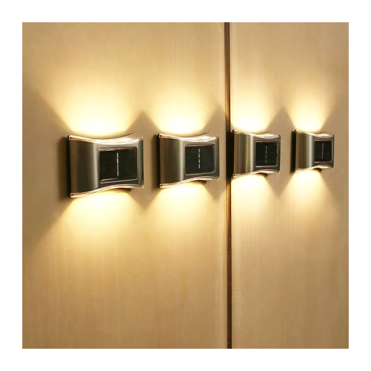 DOUWENXI Solar Wandleuchte aus Edelstahl mit 6 LED für Up/Down Beleuchtung im modernen Design - Bild 2