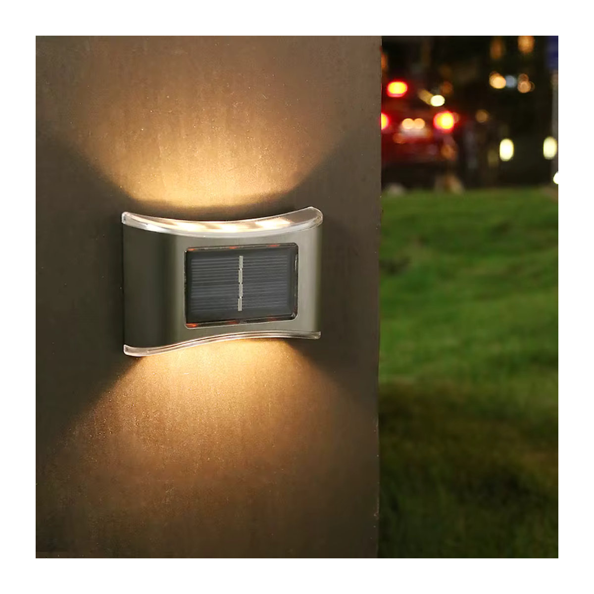 DOUWENXI Solar Wandleuchte aus Edelstahl mit 6 LED für Up/Down Beleuchtung im modernen Design - Bild 6