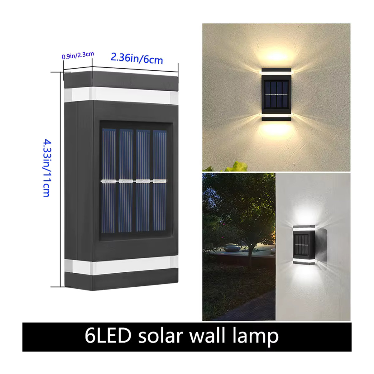 DOUWENXI Solar-Wandleuchte für den Außenbereich in Schwarz, moderne Auf- und Ab-Beleuchtung, wasserdicht IP65 - Bild 2