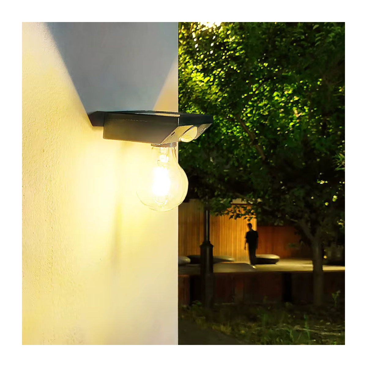 DOUWENXI Solar-Wandleuchte LED im Retro-Design mit Sensor für Außenbereich, Schwarz - Bild 5