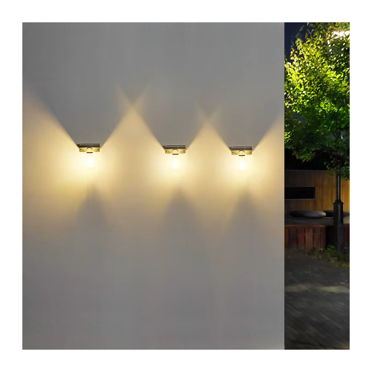 DOUWENXI Solar-Wandleuchte LED im Retro-Design mit Sensor für Außenbereich, Schwarz - Bild 6