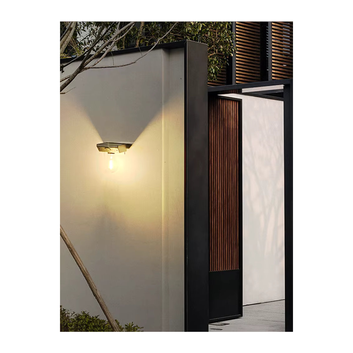 DOUWENXI Solar-Wandleuchte LED im Retro-Design mit Sensor für Außenbereich, Schwarz - Bild 7