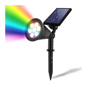 DOUWENXI Solarleuchte RGB Garten Spot Licht Schwarz IP65 Wasserdicht Modern Outdoor Beleuchtung
