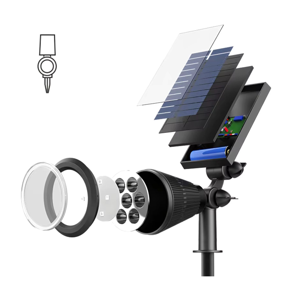 DOUWENXI Solarleuchte RGB Garten Spot Licht Schwarz IP65 Wasserdicht Modern Outdoor Beleuchtung - Bild 2