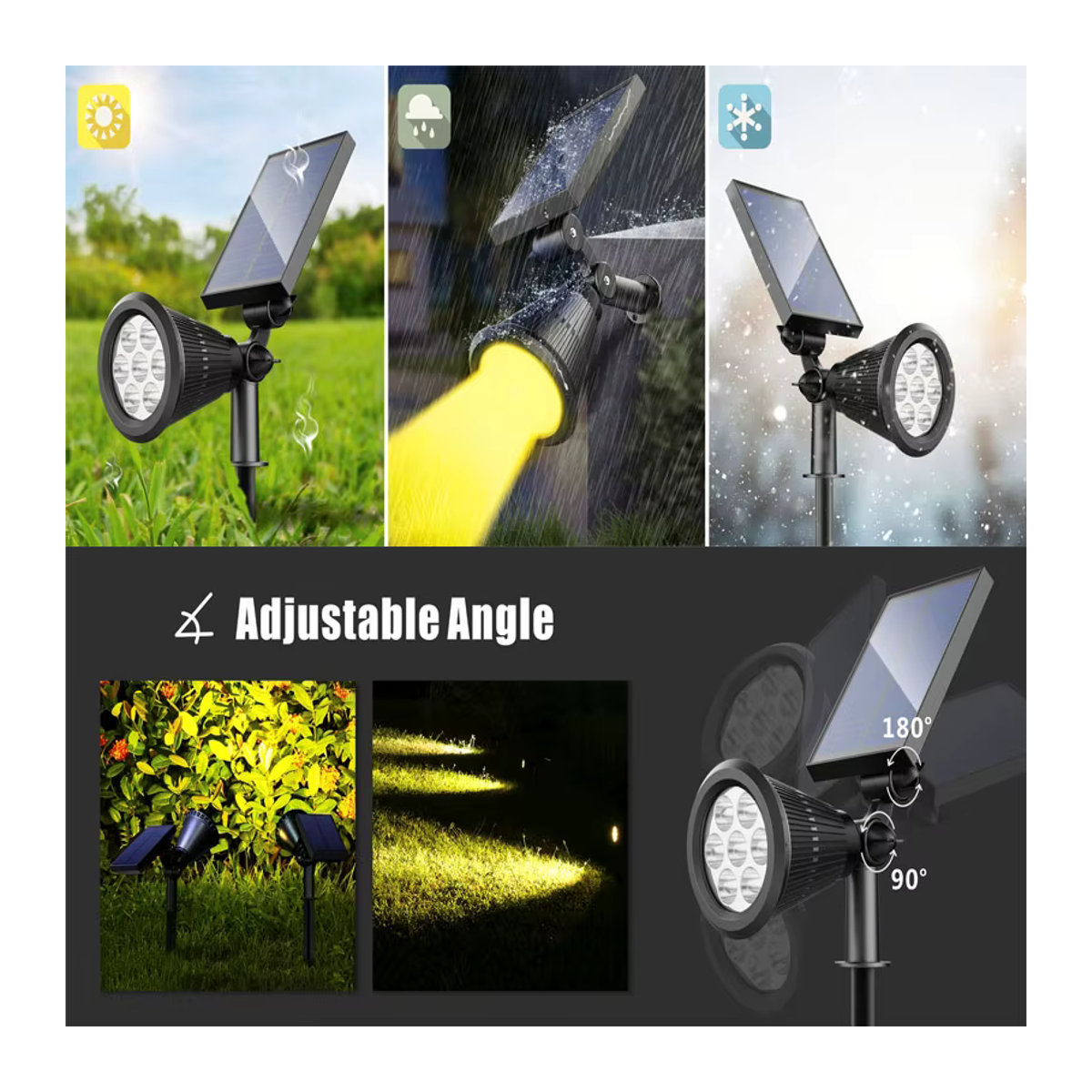 DOUWENXI Solarleuchte RGB Garten Spot Licht Schwarz IP65 Wasserdicht Modern Outdoor Beleuchtung - Bild 4