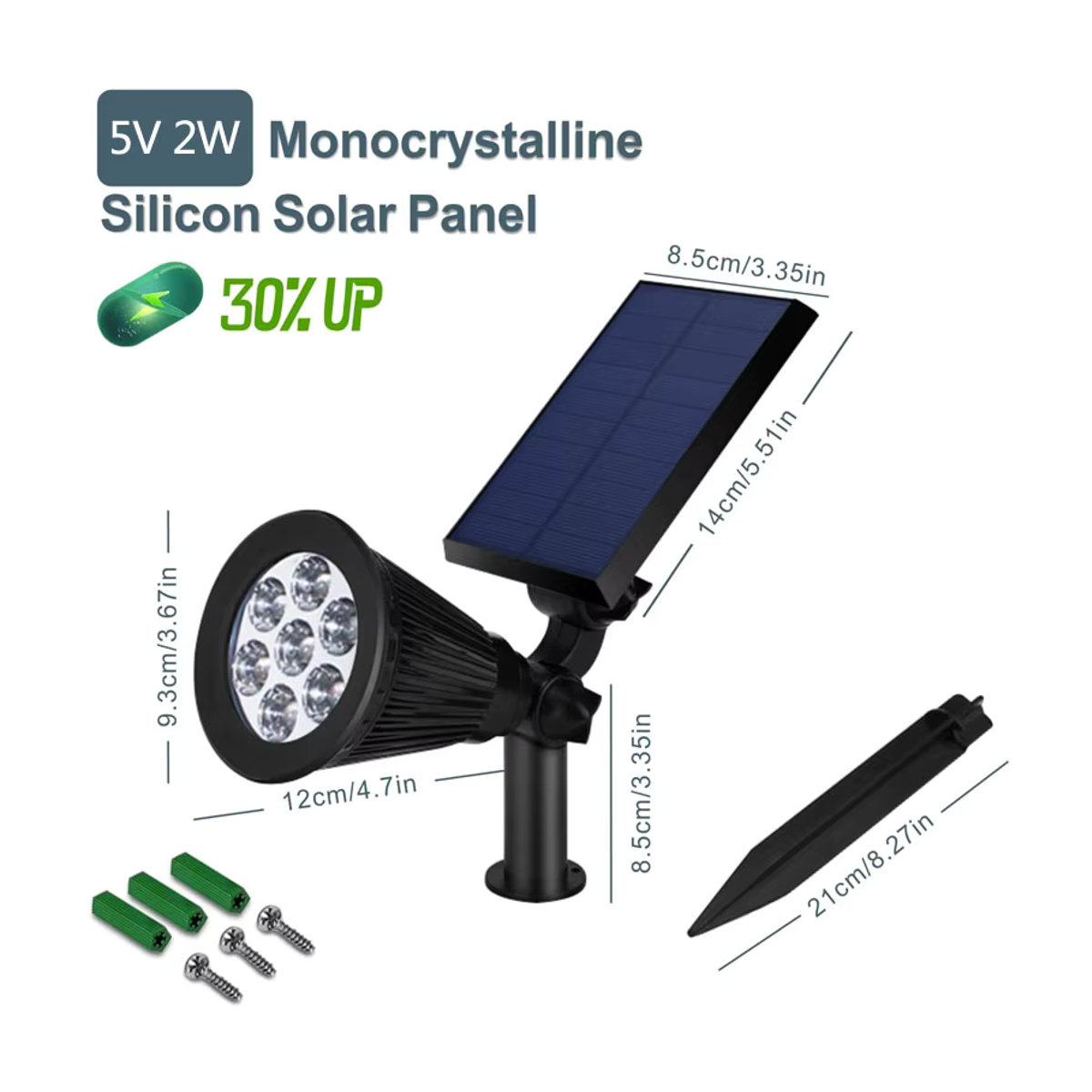 DOUWENXI Solarleuchte RGB Garten Spot Licht Schwarz IP65 Wasserdicht Modern Outdoor Beleuchtung - Bild 5