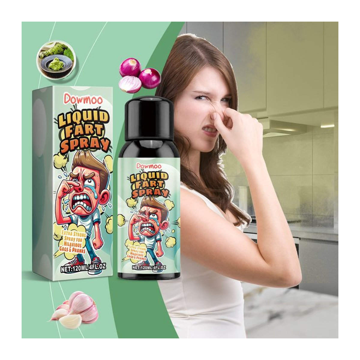 Dowmoo Liquid Fart Spray mit extrem intensivem Geruch für Streichspiele in Schwarz - Bild 1