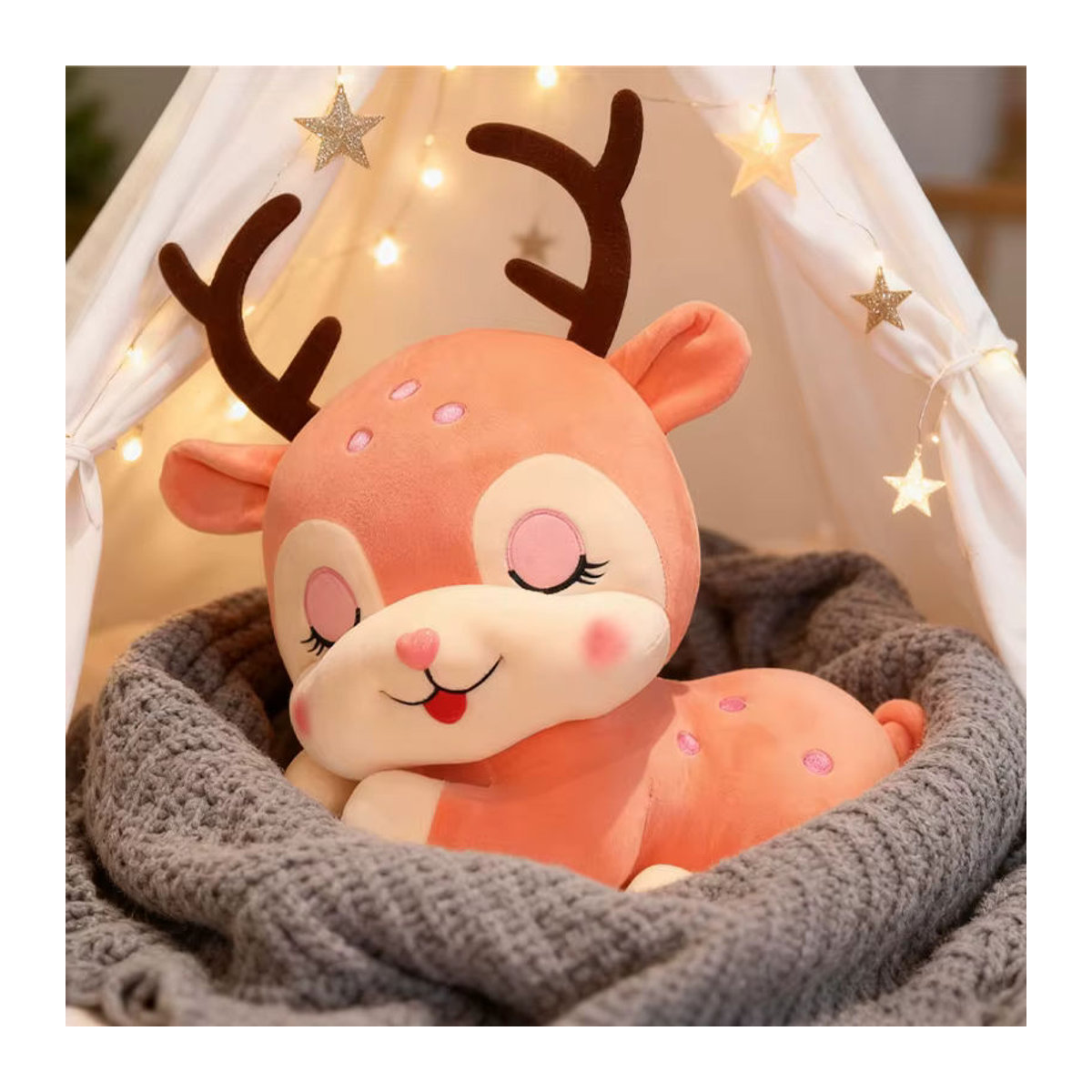 DOYOUDO Sika Deer Plüschtier Mehrfarbig, 25 cm Dekorative Tierfigur aus Textil - Bild 2
