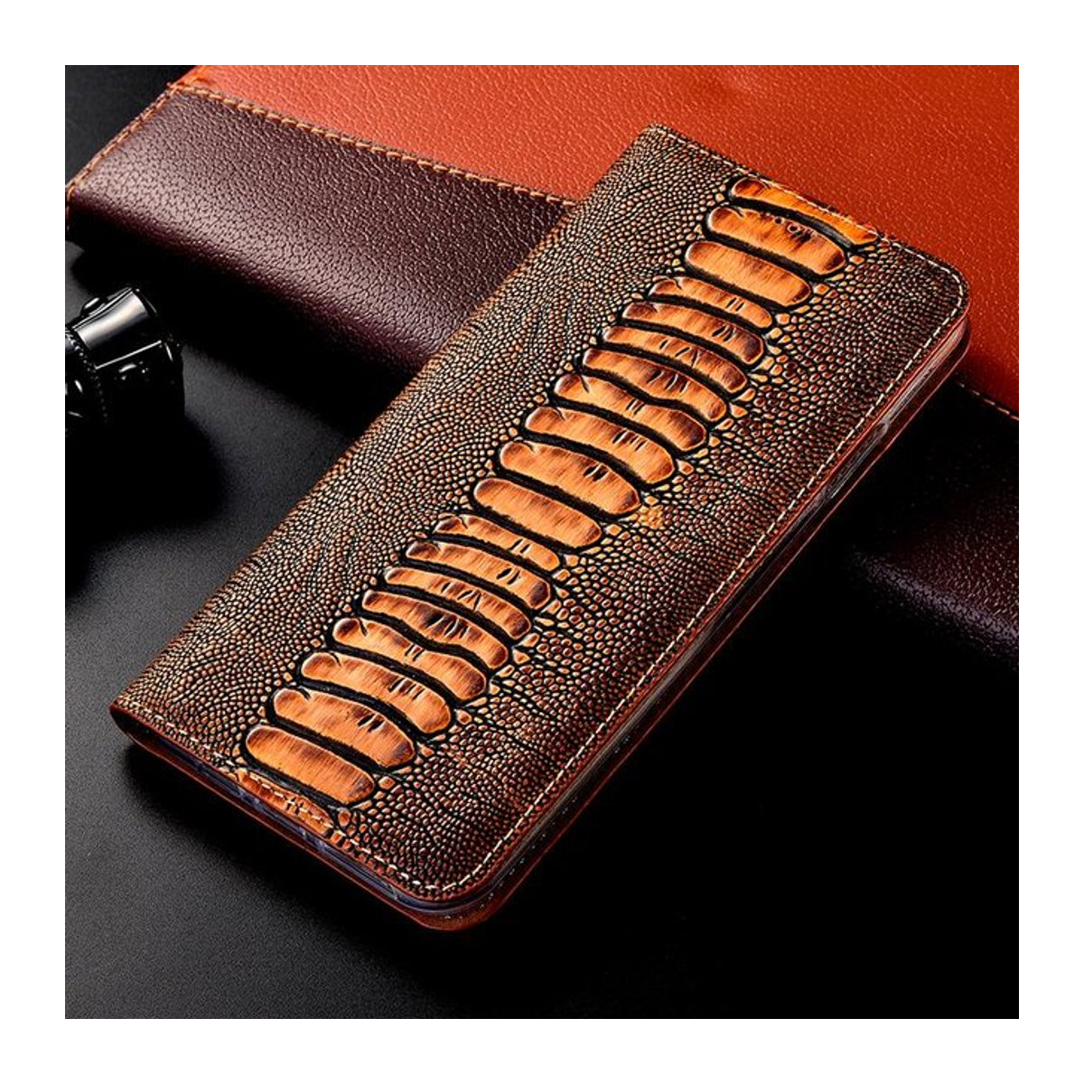 DR Automobile Luxus Echtleder Klappbörse Handyhülle für Samsung Galaxy S20 S21 S22 S23 S24 S25 Edge FE Lite Plus Ultra in Braun im Retro-Design - Bild 1